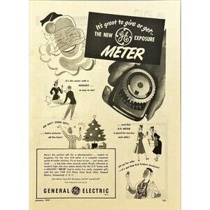 General Electric Exposure Meter "It's the Meter with a Memory" Vtg Print Ad 1949